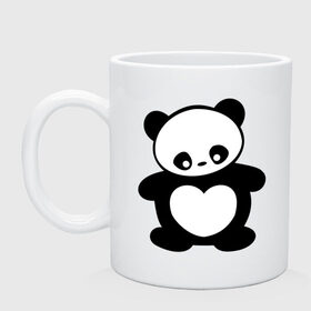 Кружка с принтом Панда с сердцем panda heart в Курске, керамика | объем — 330 мл, диаметр — 80 мм. Принт наносится на бока кружки, можно сделать два разных изображения | панда
