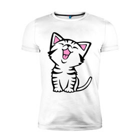 Мужская футболка премиум с принтом милый котенок в Курске, 92% хлопок, 8% лайкра | приталенный силуэт, круглый вырез ворота, длина до линии бедра, короткий рукав | киса | котёнок | котик | кошки | милые | милый | милый котенок