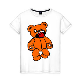 Женская футболка хлопок с принтом angry bear в Курске, 100% хлопок | прямой крой, круглый вырез горловины, длина до линии бедер, слегка спущенное плечо | животные angry bear | медведь | миша | сердитый мишка