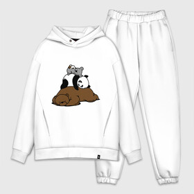 Мужской костюм хлопок OVERSIZE с принтом comfort bed   комфортный медведь в Курске,  |  | панда