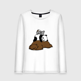 Женский лонгслив хлопок с принтом comfort bed - комфортный медведь в Курске, 100% хлопок |  | панда
