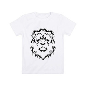 Детская футболка хлопок с принтом Лев - Взгляд в Курске, 100% хлопок | круглый вырез горловины, полуприлегающий силуэт, длина до линии бедер | голова | голова льва | тату