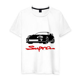 Мужская футболка хлопок с принтом toyota supra в Курске, 100% хлопок | прямой крой, круглый вырез горловины, длина до линии бедер, слегка спущенное плечо. | toyota | toyota supra | автомобильные | машинка | спорт | тачки
