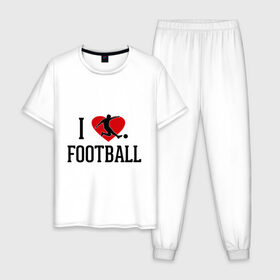 Мужская пижама хлопок с принтом Я люблю футбол в Курске, 100% хлопок | брюки и футболка прямого кроя, без карманов, на брюках мягкая резинка на поясе и по низу штанин
 | football | футболерывкашники | футболист | я люблю футбол