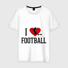 Мужская футболка хлопок с принтом Я люблю футбол в Курске, 100% хлопок | прямой крой, круглый вырез горловины, длина до линии бедер, слегка спущенное плечо. | football | футболерывкашники | футболист | я люблю футбол