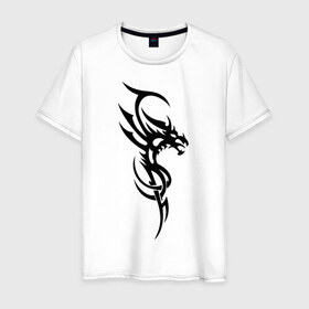 Мужская футболка хлопок с принтом Дракон в Курске, 100% хлопок | прямой крой, круглый вырез горловины, длина до линии бедер, слегка спущенное плечо. | 