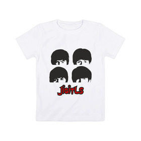 Детская футболка хлопок с принтом Джигитлз в Курске, 100% хлопок | круглый вырез горловины, полуприлегающий силуэт, длина до линии бедер | 60s | 60е | beatles | rock | битлз | битлы | битлы   hard days | леннон | ленон | музыка | разное | ретро | рок