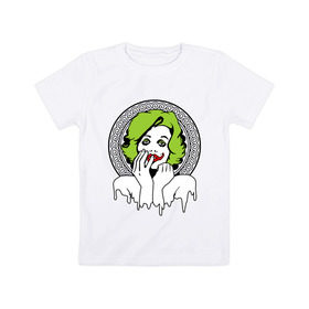 Детская футболка хлопок с принтом девушка джокер в Курске, 100% хлопок | круглый вырез горловины, полуприлегающий силуэт, длина до линии бедер | джокер