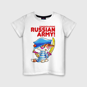 Детская футболка хлопок с принтом Котенок в тельняшке в Курске, 100% хлопок | круглый вырез горловины, полуприлегающий силуэт, длина до линии бедер | пират