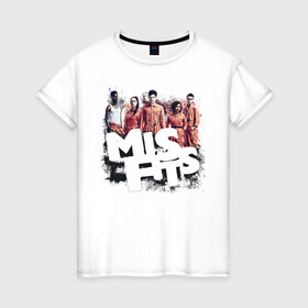 Женская футболка хлопок с принтом MisFits в Курске, 100% хлопок | прямой крой, круглый вырез горловины, длина до линии бедер, слегка спущенное плечо | 