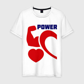Мужская футболка хлопок с принтом Power of love (м) в Курске, 100% хлопок | прямой крой, круглый вырез горловины, длина до линии бедер, слегка спущенное плечо. | 14 февраля | power of love | влюбленным | для двоих | парные | сила любви