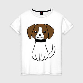 Женская футболка хлопок с принтом Милая собачка в Курске, 100% хлопок | прямой крой, круглый вырез горловины, длина до линии бедер, слегка спущенное плечо | 