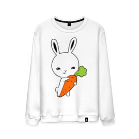 Мужской свитшот хлопок с принтом Зайчик с морковкой в Курске, 100% хлопок |  | животные | зайка | зайчик | зайчик с морковкой | морковка
