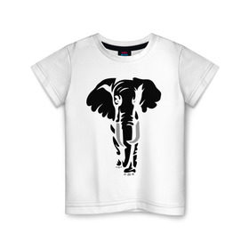 Детская футболка хлопок с принтом Слон в Курске, 100% хлопок | круглый вырез горловины, полуприлегающий силуэт, длина до линии бедер | слон
