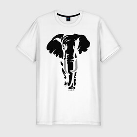 Мужская футболка премиум с принтом Слон в Курске, 92% хлопок, 8% лайкра | приталенный силуэт, круглый вырез ворота, длина до линии бедра, короткий рукав | слон
