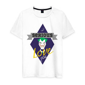 Мужская футболка хлопок с принтом Джокер в Курске, 100% хлопок | прямой крой, круглый вырез горловины, длина до линии бедер, слегка спущенное плечо. | 