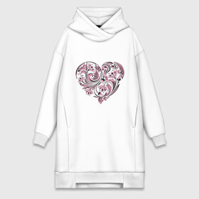 Платье-худи хлопок с принтом Расписное сердце в Курске,  |  | 14 февраля | love is.. | влюбленным | красивые рисунки | расписное сердце | сердца | сердце