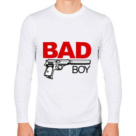 Мужской лонгслив хлопок с принтом Bad boy (плохой парень) в Курске, 100% хлопок |  | Тематика изображения на принте: bad boy