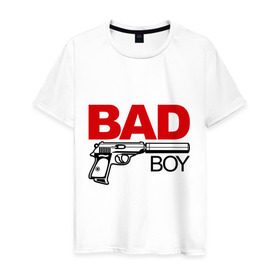 Мужская футболка хлопок с принтом Bad boy (плохой парень) в Курске, 100% хлопок | прямой крой, круглый вырез горловины, длина до линии бедер, слегка спущенное плечо. | Тематика изображения на принте: bad boy