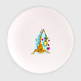 Тарелка 3D с принтом Love you в Курске, фарфор | диаметр - 210 мм
диаметр для нанесения принта - 120 мм | Тематика изображения на принте: love you | жираф | жирафик | люблю тебя | роза | сердечки | сердце