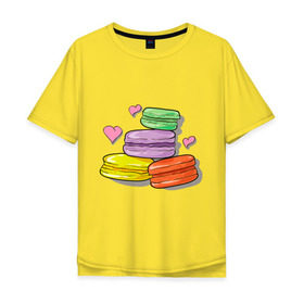 Мужская футболка хлопок Oversize с принтом Макароне в Курске, 100% хлопок | свободный крой, круглый ворот, “спинка” длиннее передней части | макароне | парные | печеньки | пирожное