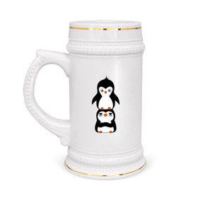 Кружка пивная с принтом Пингвины в Курске,  керамика (Материал выдерживает высокую температуру, стоит избегать резкого перепада температур) |  объем 630 мл | 14 февраля | влюбленным | пингвины | прикольные картинки
