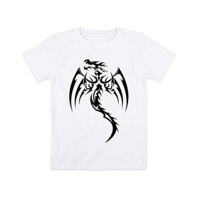 Детская футболка хлопок с принтом Ярость дракона в Курске, 100% хлопок | круглый вырез горловины, полуприлегающий силуэт, длина до линии бедер | Тематика изображения на принте: крылья