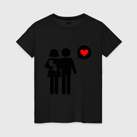 Женская футболка хлопок с принтом Счастливые родители в Курске, 100% хлопок | прямой крой, круглый вырез горловины, длина до линии бедер, слегка спущенное плечо | 14 февраля | love is.. | влюбленным | любовь | молодожены | родители | счастливые родители
