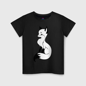 Детская футболка хлопок с принтом Белая лиса в Курске, 100% хлопок | круглый вырез горловины, полуприлегающий силуэт, длина до линии бедер | лиса