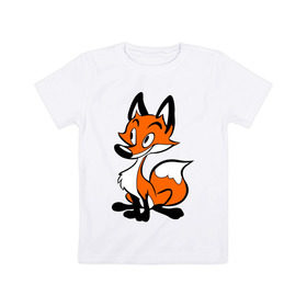 Детская футболка хлопок с принтом Хитрая лиса в Курске, 100% хлопок | круглый вырез горловины, полуприлегающий силуэт, длина до линии бедер | лиса