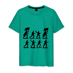 Мужская футболка хлопок с принтом Солдатики в Курске, 100% хлопок | прямой крой, круглый вырез горловины, длина до линии бедер, слегка спущенное плечо. | армия | война | войско | победа | солдатики | солдаты | флаги