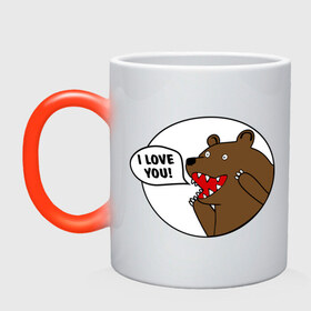 Кружка хамелеон с принтом Медведь - я люблю тебя в Курске, керамика | меняет цвет при нагревании, емкость 330 мл | i | love | you | люблю | любовь | медвед | медведь
