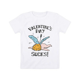 Детская футболка хлопок с принтом Valentine`s day sucks в Курске, 100% хлопок | круглый вырез горловины, полуприлегающий силуэт, длина до линии бедер | 14 февраля | день всех влюбленных | день святого валентина | ненавижу день святого валентина