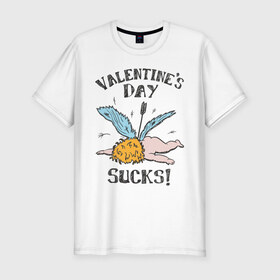 Мужская футболка премиум с принтом Valentine`s day sucks в Курске, 92% хлопок, 8% лайкра | приталенный силуэт, круглый вырез ворота, длина до линии бедра, короткий рукав | 14 февраля | день всех влюбленных | день святого валентина | ненавижу день святого валентина