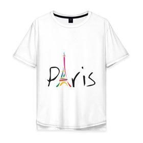 Мужская футболка хлопок Oversize с принтом Красочный Париж в Курске, 100% хлопок | свободный крой, круглый ворот, “спинка” длиннее передней части | башня | красочный париж | париж | туристические | франция | эльфивая башня