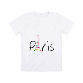 Детская футболка хлопок с принтом Красочный Париж в Курске, 100% хлопок | круглый вырез горловины, полуприлегающий силуэт, длина до линии бедер | башня | красочный париж | париж | туристические | франция | эльфивая башня