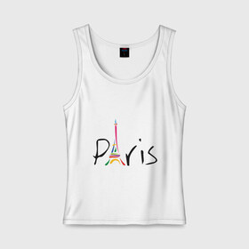 Женская майка хлопок с принтом Красочный Париж в Курске, 95% хлопок, 5% эластан |  | башня | красочный париж | париж | туристические | франция | эльфивая башня