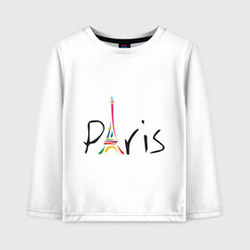 Детский лонгслив хлопок с принтом Красочный Париж в Курске, 100% хлопок | круглый вырез горловины, полуприлегающий силуэт, длина до линии бедер | башня | красочный париж | париж | туристические | франция | эльфивая башня