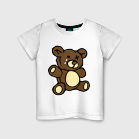 Детская футболка хлопок с принтом Плюшевый медведь в Курске, 100% хлопок | круглый вырез горловины, полуприлегающий силуэт, длина до линии бедер | животные | медведь | мишка | плюшевый медведь | слезки