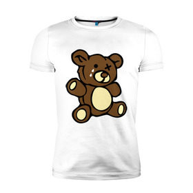 Мужская футболка премиум с принтом Плюшевый медведь в Курске, 92% хлопок, 8% лайкра | приталенный силуэт, круглый вырез ворота, длина до линии бедра, короткий рукав | животные | медведь | мишка | плюшевый медведь | слезки