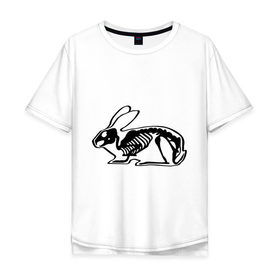 Мужская футболка хлопок Oversize с принтом Рентген зайца в Курске, 100% хлопок | свободный крой, круглый ворот, “спинка” длиннее передней части | Тематика изображения на принте: скелет
