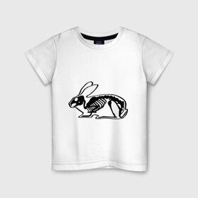 Детская футболка хлопок с принтом Рентген зайца в Курске, 100% хлопок | круглый вырез горловины, полуприлегающий силуэт, длина до линии бедер | Тематика изображения на принте: скелет