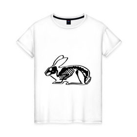 Женская футболка хлопок с принтом Рентген зайца в Курске, 100% хлопок | прямой крой, круглый вырез горловины, длина до линии бедер, слегка спущенное плечо | скелет