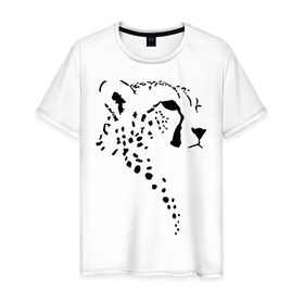 Мужская футболка хлопок с принтом Гепард в Курске, 100% хлопок | прямой крой, круглый вырез горловины, длина до линии бедер, слегка спущенное плечо. | Тематика изображения на принте: гепард | дикие | животные | киска | кошки