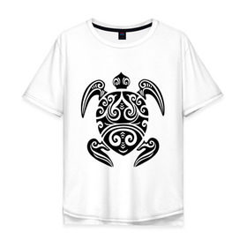 Мужская футболка хлопок Oversize с принтом Морская черепаха в Курске, 100% хлопок | свободный крой, круглый ворот, “спинка” длиннее передней части | морская | морская черепаха | трайблы и узоры | черепаха | черепашка