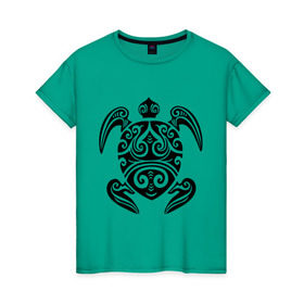 Женская футболка хлопок с принтом Морская черепаха в Курске, 100% хлопок | прямой крой, круглый вырез горловины, длина до линии бедер, слегка спущенное плечо | морская | морская черепаха | трайблы и узоры | черепаха | черепашка