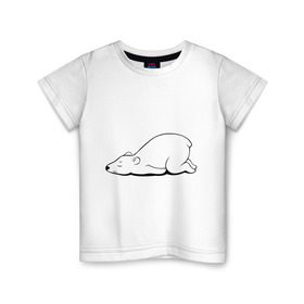 Детская футболка хлопок с принтом Белый медведь спит в Курске, 100% хлопок | круглый вырез горловины, полуприлегающий силуэт, длина до линии бедер | белый медведь | белый медведь спит | животное | мишка | мишутка | умка
