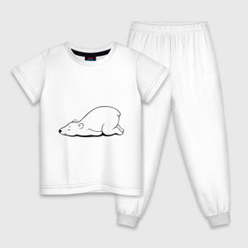 Детская пижама хлопок с принтом Белый медведь спит в Курске, 100% хлопок |  брюки и футболка прямого кроя, без карманов, на брюках мягкая резинка на поясе и по низу штанин
 | Тематика изображения на принте: белый медведь | белый медведь спит | животное | мишка | мишутка | умка