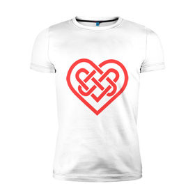 Мужская футболка премиум с принтом Сердце из кельтских узоров в Курске, 92% хлопок, 8% лайкра | приталенный силуэт, круглый вырез ворота, длина до линии бедра, короткий рукав | 