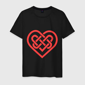 Мужская футболка хлопок с принтом Сердце из кельтских узоров в Курске, 100% хлопок | прямой крой, круглый вырез горловины, длина до линии бедер, слегка спущенное плечо. | 